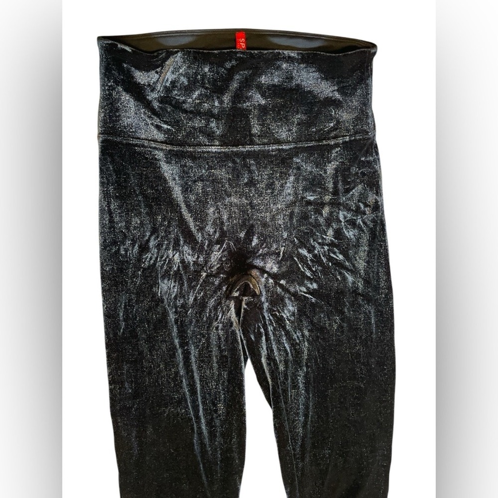 Spanx Velvet Shine Black And Gold Leggings, Size Small, Sparkle Shimmer Party - Picture 4 of 8